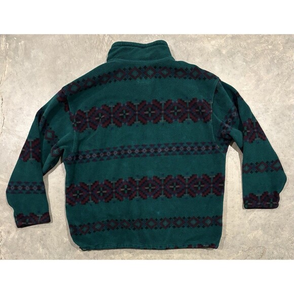 Vtg 90’s Eddie Bauer Aztec Leaf 1/4 Zip Heavy Fleece Pullover Jacket Men’s XL - Picture 2 of 6